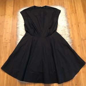 Tibi Black Minimalist Round Neck Cap Sleeves A-line Mini Womens Dress size M